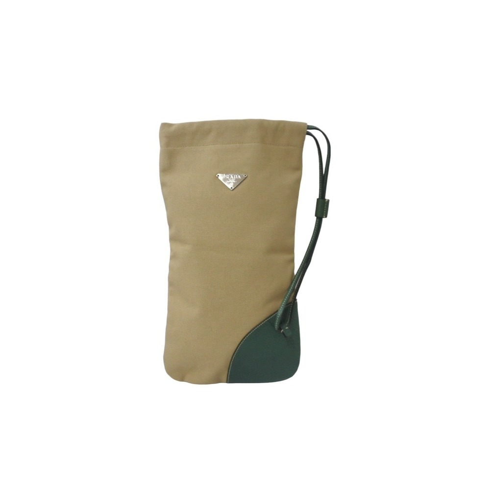 Prada Drawstring Pouch Leather Green - image 1